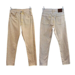 Levi's 501 High Waist Colorful Yellow Casual Denim Raw Hem Straight Leg Jeans 25